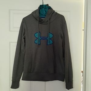 Under Armor hoodie.Medium, semi-fitted. Grey with green logo and inside hood.